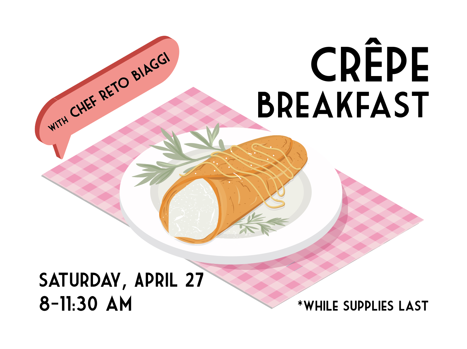 The Greensboro Farmers Curb Market Hosts a Crepe Breakfast with Chef Reto Biaggi on Saturday, April 27, 2019